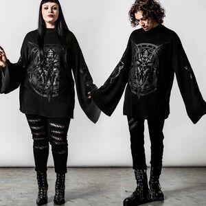 Killstar Revelation Goth Knit Oversized Bell Sleeve Sweater Size Medium